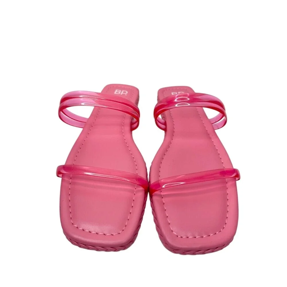 BP Viola Pink Jelly Slide Sandals Double Strap Square Toe Flats Size 12M
